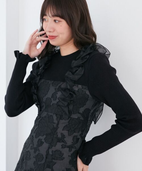 MAJESTIC LEGON / マジェスティックレゴン ロング・マキシ丈ワンピース | ショルダーフリルドッキングワンピ | 詳細30