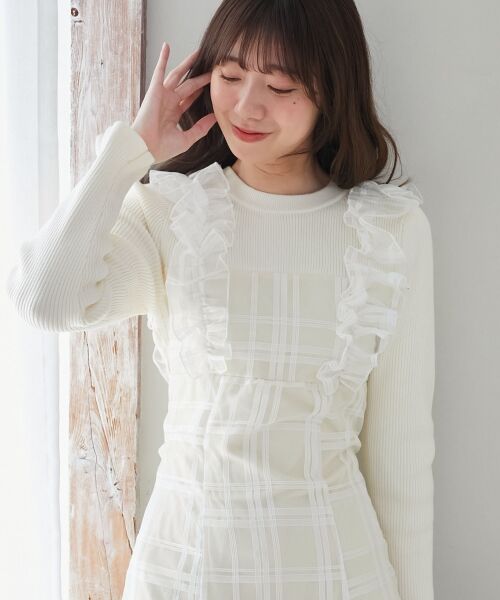 MAJESTIC LEGON / マジェスティックレゴン ロング・マキシ丈ワンピース | ショルダーフリルドッキングワンピ | 詳細5