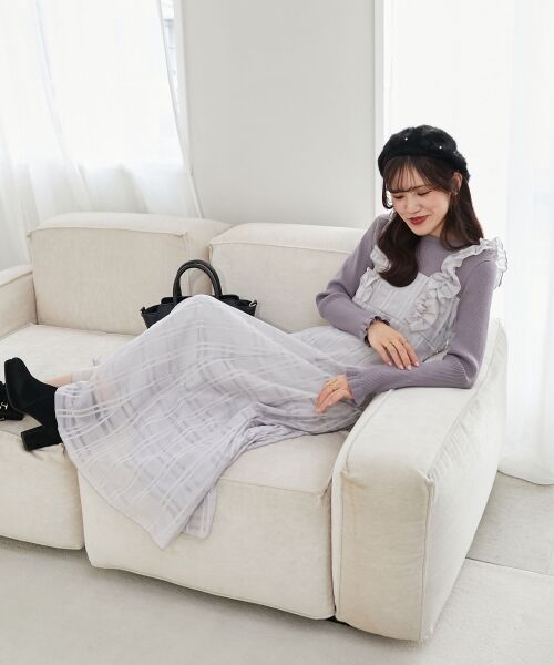 MAJESTIC LEGON / マジェスティックレゴン ロング・マキシ丈ワンピース | ショルダーフリルドッキングワンピ | 詳細9