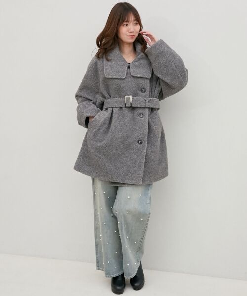 MAJESTIC LEGON/マジェスティックレゴン ボリュームスリーブミディコート グレー M MAJESTIC LEGON/マジェスティックレゴン ボリュームスリーブミディコート グレー M