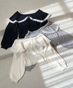 MAJESTIC LEGON / マジェスティックレゴン ニット・セーター | レースカラー2WAYニット