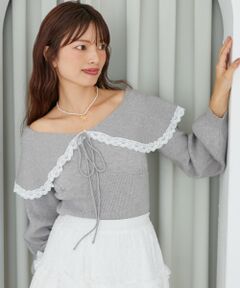 MAJESTIC LEGON / マジェスティックレゴン ニット・セーター | レースカラー2WAYニット