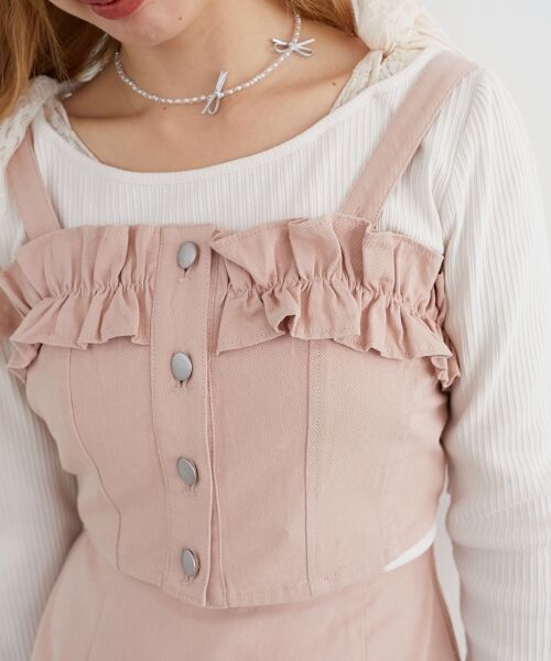 MAJESTIC LEGON/マジェスティックレゴン マルチwayフリルデニムビスチェ ピンク M MAJESTIC LEGON/マジェスティックレゴン マルチwayフリルデニムビスチェ ピンク M