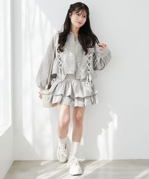 MAJESTIC LEGON / マジェスティックレゴン ミニ・ひざ丈スカート | サイドレースアップフリルスカパン | 詳細1