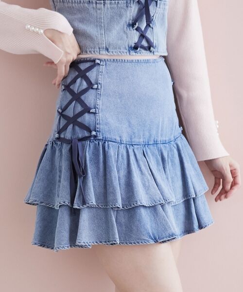 MAJESTIC LEGON / マジェスティックレゴン ミニ・ひざ丈スカート | サイドレースアップフリルスカパン | 詳細14