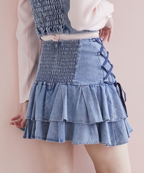 MAJESTIC LEGON / マジェスティックレゴン ミニ・ひざ丈スカート | サイドレースアップフリルスカパン | 詳細15