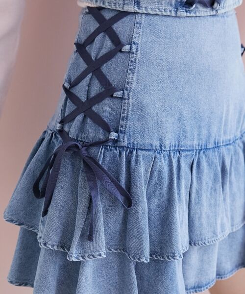 MAJESTIC LEGON / マジェスティックレゴン ミニ・ひざ丈スカート | サイドレースアップフリルスカパン | 詳細16
