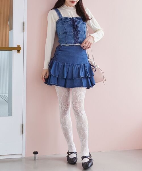 MAJESTIC LEGON / マジェスティックレゴン ミニ・ひざ丈スカート | サイドレースアップフリルスカパン | 詳細17