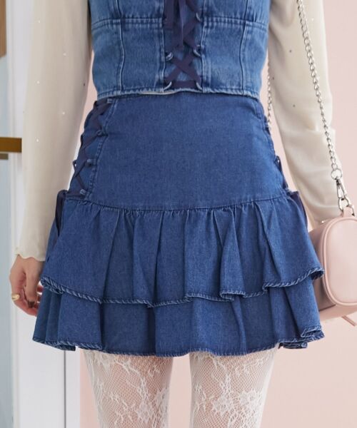MAJESTIC LEGON / マジェスティックレゴン ミニ・ひざ丈スカート | サイドレースアップフリルスカパン | 詳細20