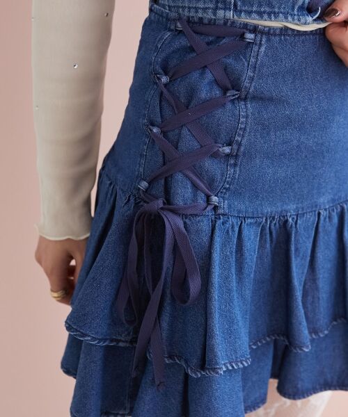 MAJESTIC LEGON / マジェスティックレゴン ミニ・ひざ丈スカート | サイドレースアップフリルスカパン | 詳細23
