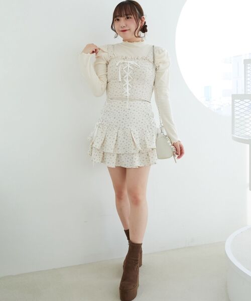 MAJESTIC LEGON / マジェスティックレゴン ミニ・ひざ丈スカート | サイドレースアップフリルスカパン | 詳細27