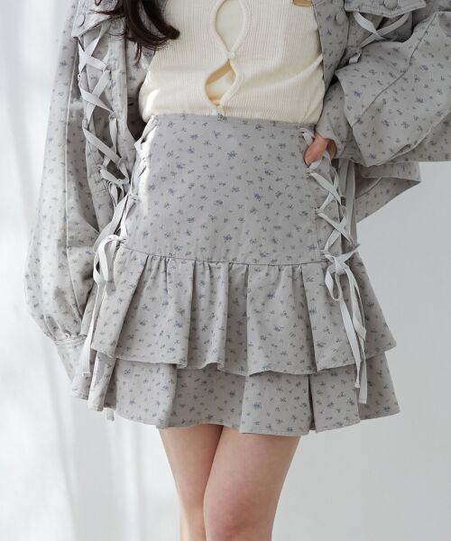 MAJESTIC LEGON / マジェスティックレゴン ミニ・ひざ丈スカート | サイドレースアップフリルスカパン | 詳細4
