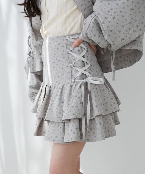 MAJESTIC LEGON / マジェスティックレゴン ミニ・ひざ丈スカート | サイドレースアップフリルスカパン | 詳細5