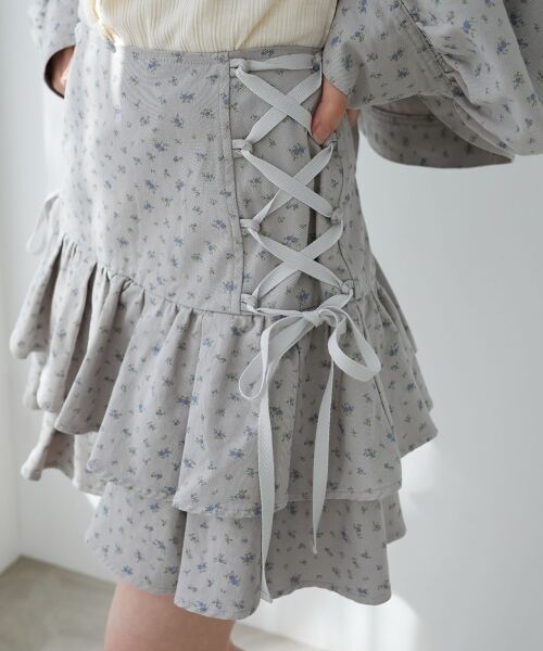 MAJESTIC LEGON / マジェスティックレゴン ミニ・ひざ丈スカート | サイドレースアップフリルスカパン | 詳細7