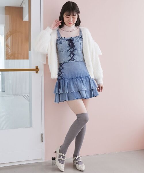 MAJESTIC LEGON / マジェスティックレゴン ミニ・ひざ丈スカート | サイドレースアップフリルスカパン | 詳細8