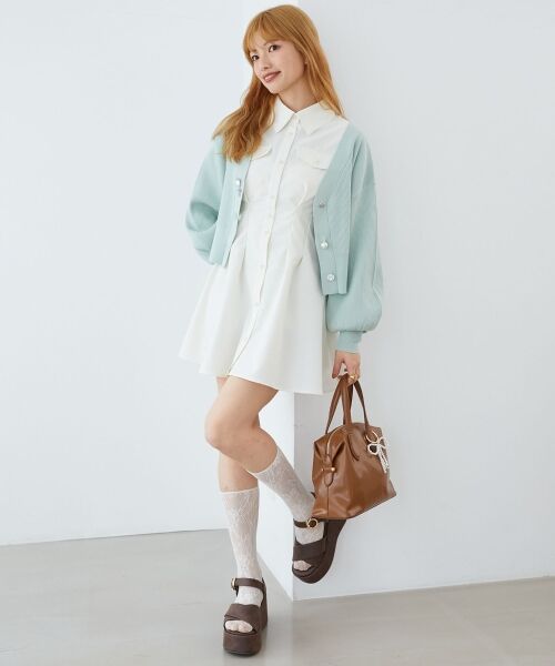 MAJESTIC LEGON / マジェスティックレゴン ミニ丈・ひざ丈ワンピース | バックレースアップミニシャツワンピ | 詳細1