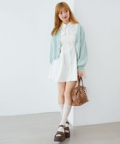 MAJESTIC LEGON / マジェスティックレゴン ミニ丈・ひざ丈ワンピース | バックレースアップミニシャツワンピ | 詳細2