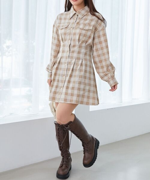 MAJESTIC LEGON / マジェスティックレゴン ミニ丈・ひざ丈ワンピース | バックレースアップミニシャツワンピ | 詳細23