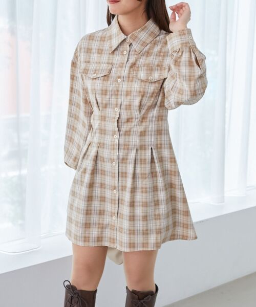 MAJESTIC LEGON / マジェスティックレゴン ミニ丈・ひざ丈ワンピース | バックレースアップミニシャツワンピ | 詳細27