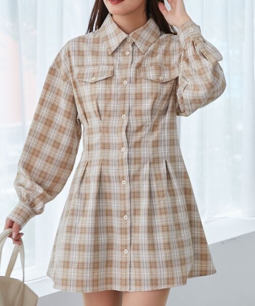 MAJESTIC LEGON / マジェスティックレゴン ミニ丈・ひざ丈ワンピース | バックレースアップミニシャツワンピ | 詳細28