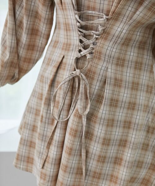 MAJESTIC LEGON / マジェスティックレゴン ミニ丈・ひざ丈ワンピース | バックレースアップミニシャツワンピ | 詳細30