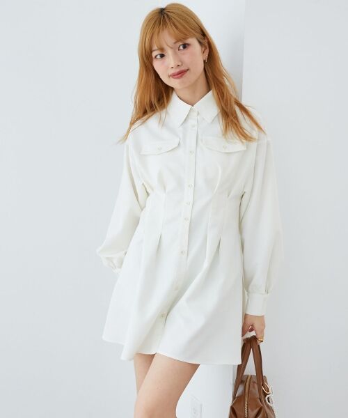 MAJESTIC LEGON / マジェスティックレゴン ミニ丈・ひざ丈ワンピース | バックレースアップミニシャツワンピ | 詳細7