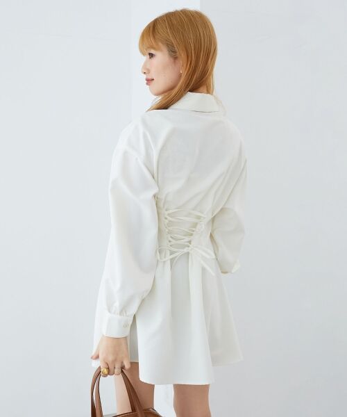 MAJESTIC LEGON / マジェスティックレゴン ミニ丈・ひざ丈ワンピース | バックレースアップミニシャツワンピ | 詳細9