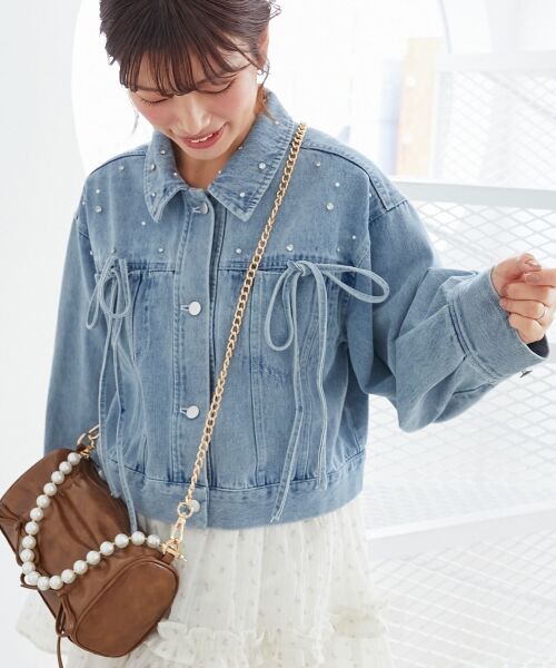 MAJESTIC LEGON / マジェスティックレゴン Gジャン・デニムジャケット | ビジューリボンGジャン | 詳細12