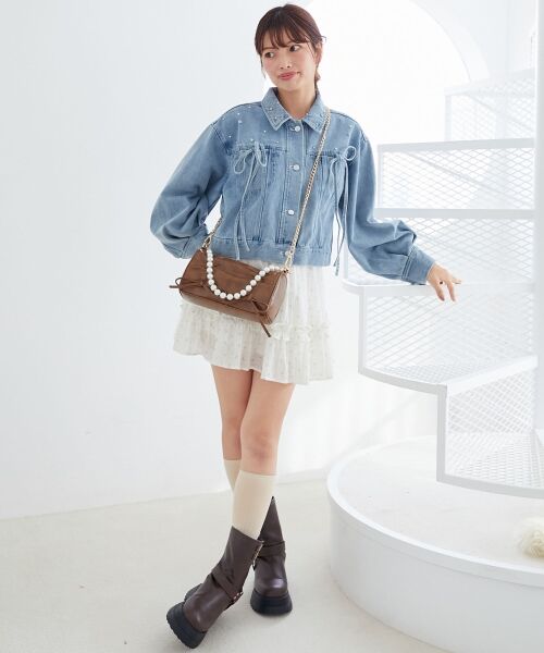 MAJESTIC LEGON / マジェスティックレゴン Gジャン・デニムジャケット | ビジューリボンGジャン | 詳細5