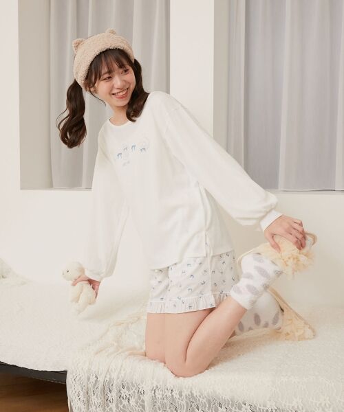 MAJESTIC LEGON/マジェスティックレゴン リラックスネコチャンルームウェア オフ/柄 M MAJESTIC LEGON/マジェスティックレゴン リラックスネコチャンルームウェア オフ/柄 M