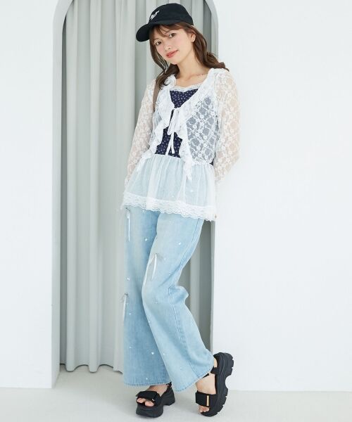 MAJESTIC LEGON / マジェスティックレゴン カーディガン・ボレロ | ◎フリルカラーリボンカーディガン | 詳細3