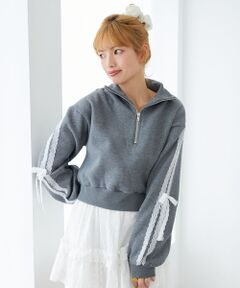 MAJESTIC LEGON / マジェスティックレゴン スウェット | レースリボンショート裏起毛スウェット