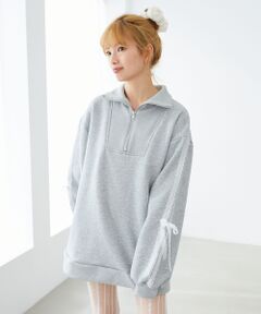 MAJESTIC LEGON / マジェスティックレゴン スウェット | レースリボンZIP裏起毛スウェット