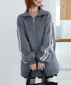 MAJESTIC LEGON / マジェスティックレゴン スウェット | レースリボンZIP裏起毛スウェット