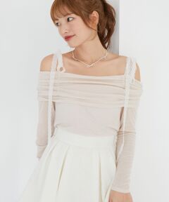 MAJESTIC LEGON / マジェスティックレゴン カットソー | レースリボン2wayオフショルトップス