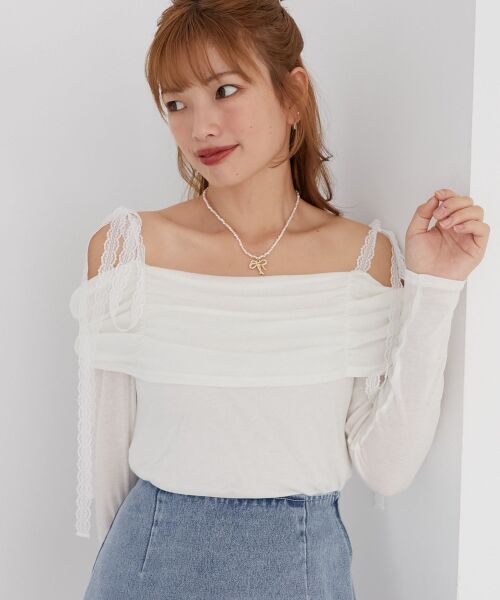 MAJESTIC LEGON / マジェスティックレゴン カットソー | レースリボン2wayオフショルトップス | 詳細11