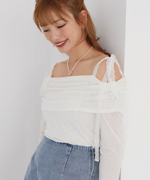 MAJESTIC LEGON / マジェスティックレゴン カットソー | レースリボン2wayオフショルトップス | 詳細12