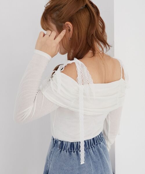 MAJESTIC LEGON / マジェスティックレゴン カットソー | レースリボン2wayオフショルトップス | 詳細13
