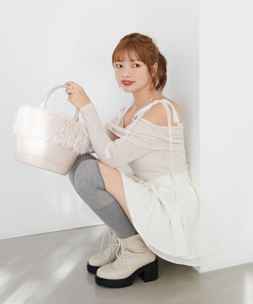 MAJESTIC LEGON / マジェスティックレゴン カットソー | レースリボン2wayオフショルトップス | 詳細15