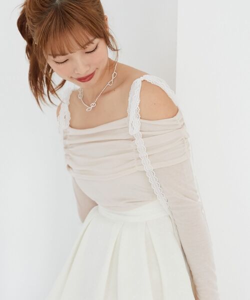 MAJESTIC LEGON / マジェスティックレゴン カットソー | レースリボン2wayオフショルトップス | 詳細20