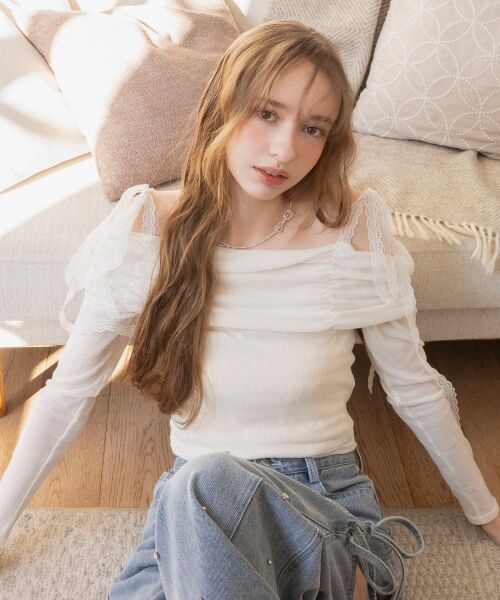 MAJESTIC LEGON / マジェスティックレゴン カットソー | レースリボン2wayオフショルトップス | 詳細3