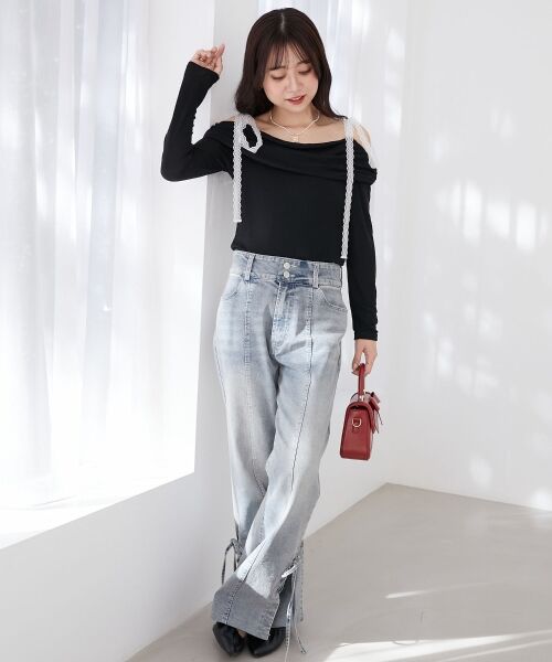 MAJESTIC LEGON / マジェスティックレゴン カットソー | レースリボン2wayオフショルトップス | 詳細30