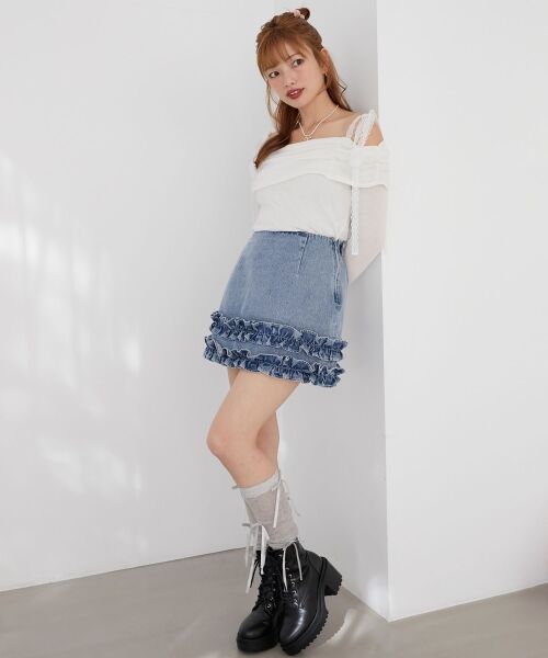 MAJESTIC LEGON / マジェスティックレゴン カットソー | レースリボン2wayオフショルトップス | 詳細9