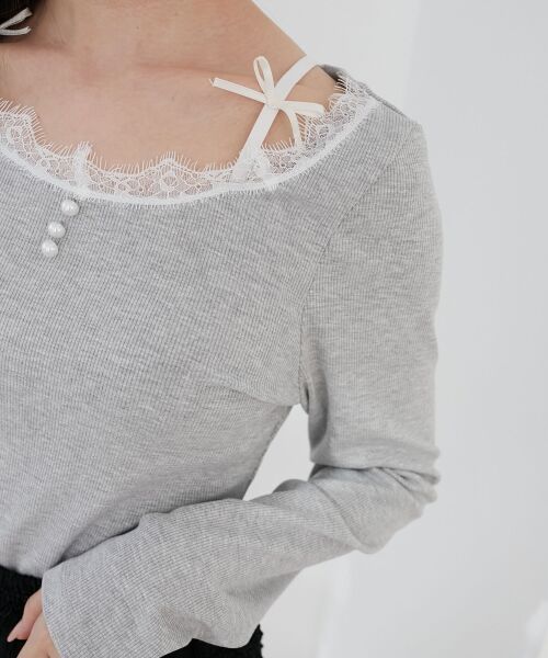 MAJESTIC LEGON / マジェスティックレゴン カットソー | レース使い肩リボントップス | 詳細13