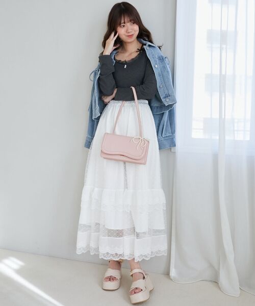 MAJESTIC LEGON / マジェスティックレゴン カットソー | レース使い肩リボントップス | 詳細20