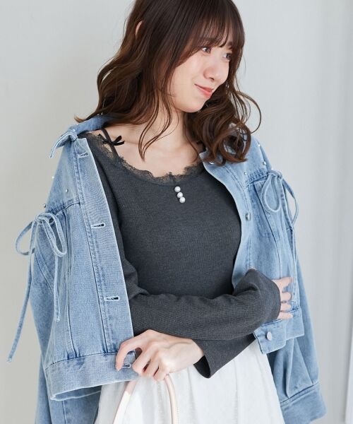 MAJESTIC LEGON / マジェスティックレゴン カットソー | レース使い肩リボントップス | 詳細25