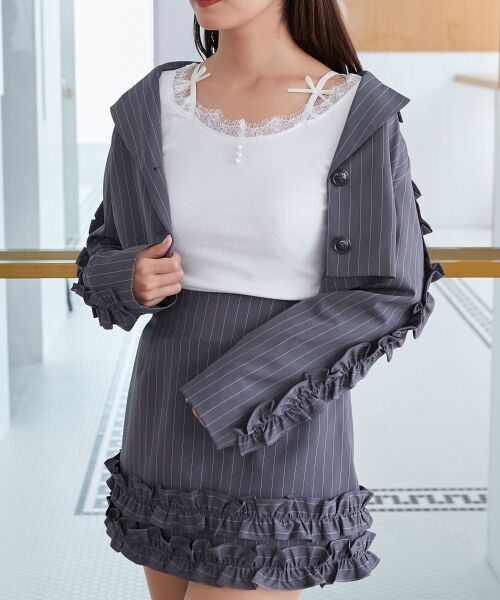 MAJESTIC LEGON / マジェスティックレゴン カットソー | レース使い肩リボントップス | 詳細3