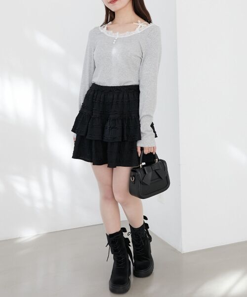 MAJESTIC LEGON / マジェスティックレゴン カットソー | レース使い肩リボントップス | 詳細9