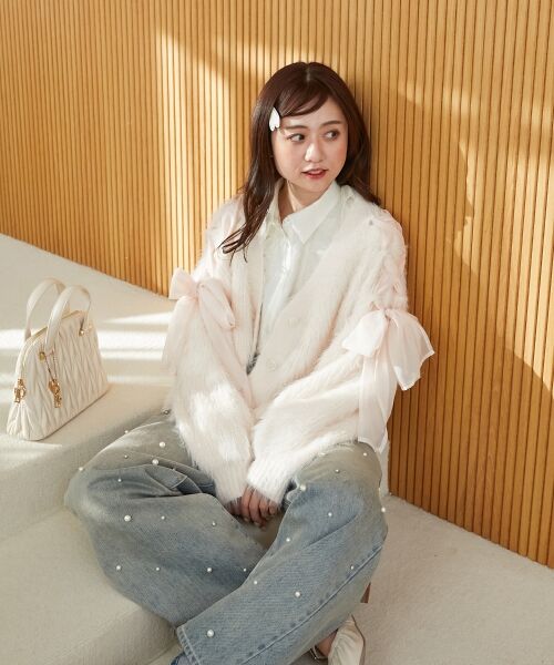 MAJESTIC LEGON / マジェスティックレゴン カーディガン・ボレロ | レースアップシャギーカーディガン | 詳細10