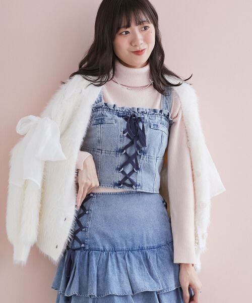 MAJESTIC LEGON / マジェスティックレゴン カーディガン・ボレロ | レースアップシャギーカーディガン | 詳細5